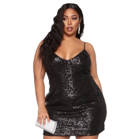 Fashion Nova | Dresses | Into You Sequin Black Mini Dress With Pockets Nwt  | Poshmark